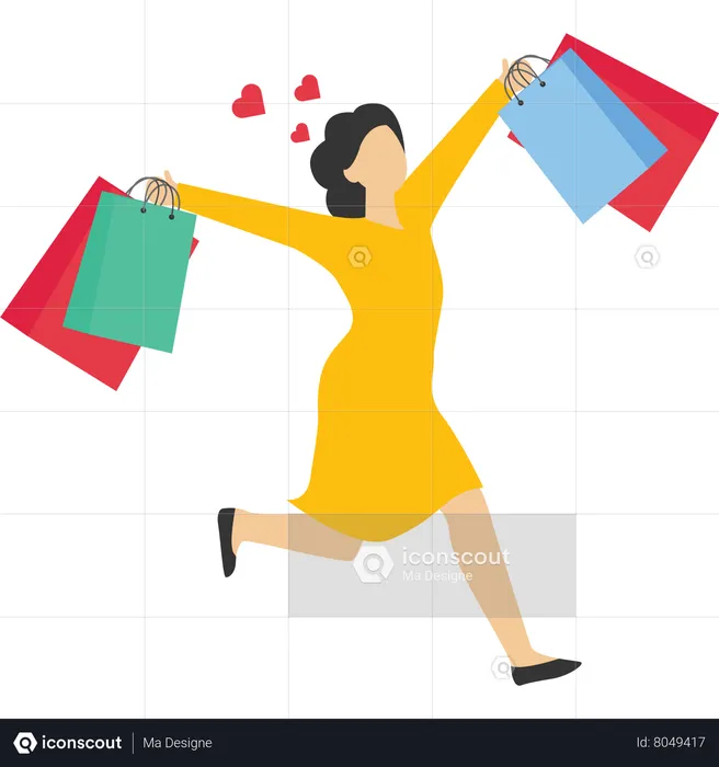 Woman happy with shopping  Illustration