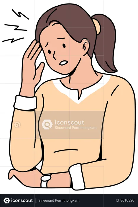 Woman has head pain  Illustration