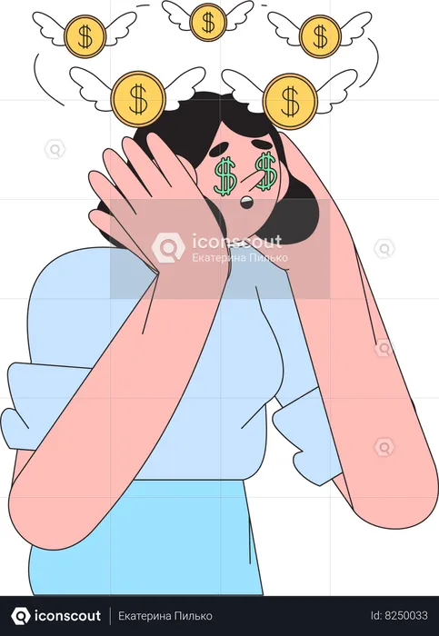 Woman has problem with budget  Illustration