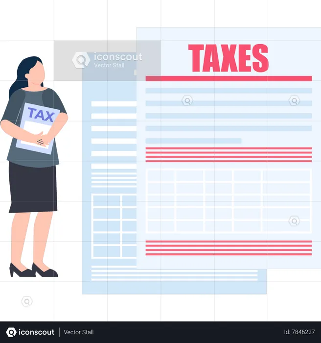 Woman has tax document  Illustration