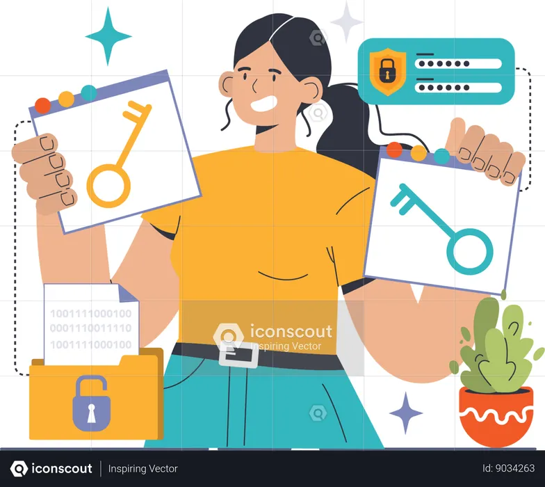Woman have access to private data  Illustration