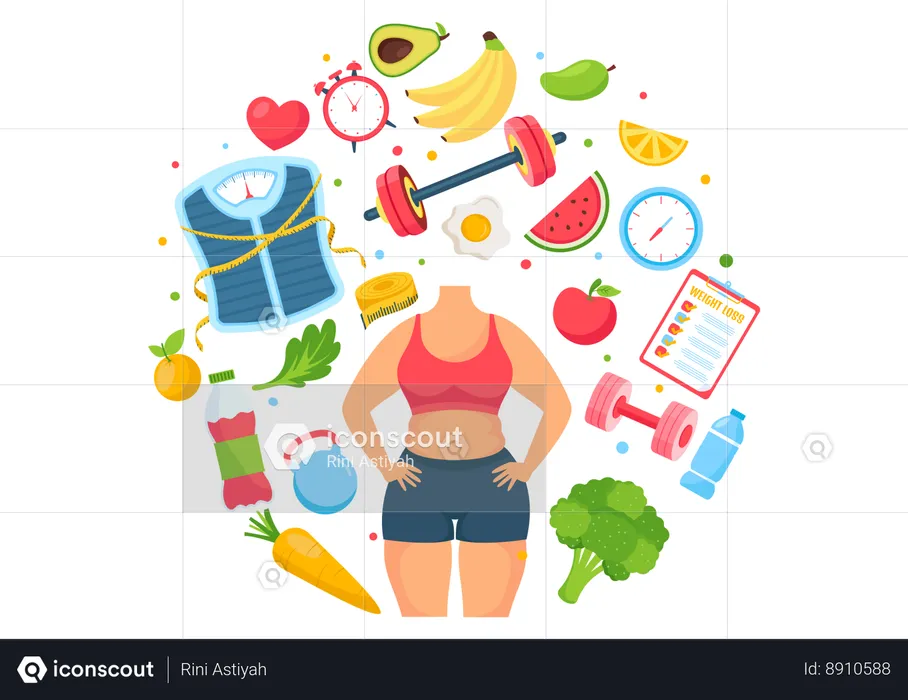 Woman have to reduce weight to look young  Illustration