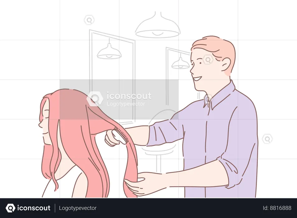 Woman have visited hair salon  Illustration