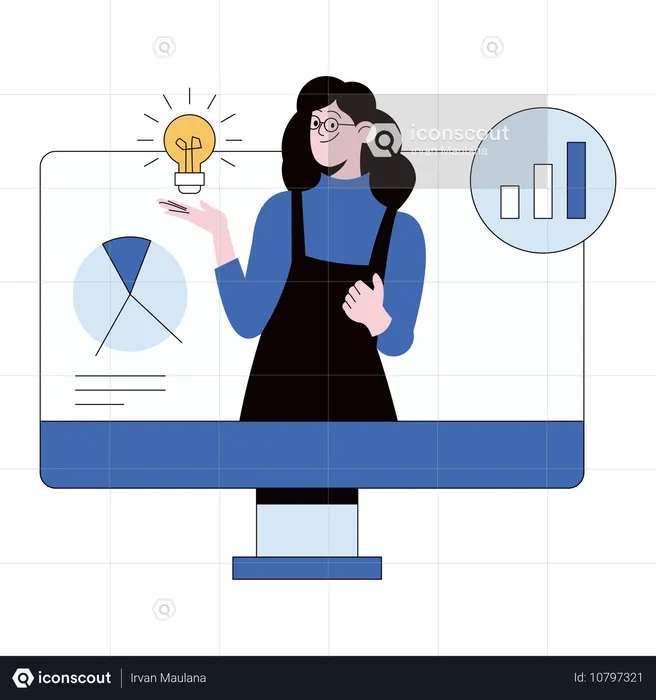 Woman having education idea with analysis  Illustration