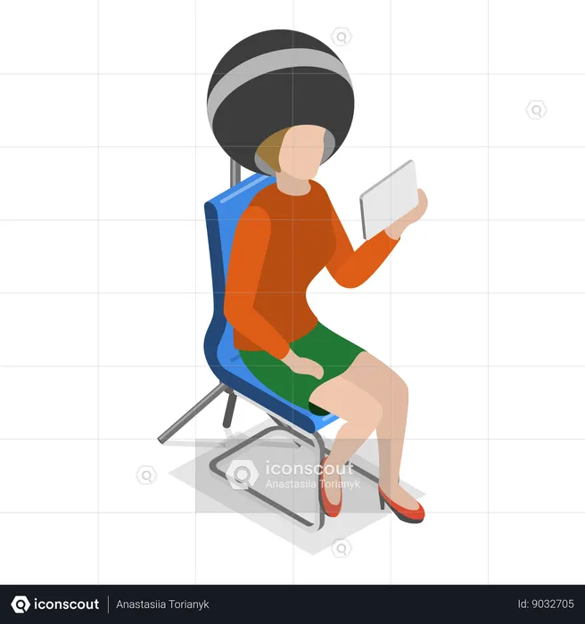 Woman having hair spa in saloon  Illustration