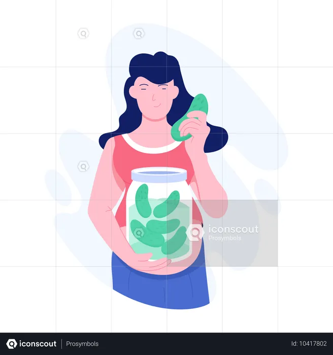 Woman having Pregnancy Cravings  Illustration