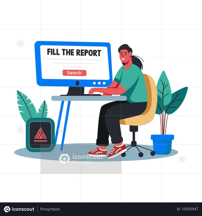 Woman Having Report Issue  Illustration