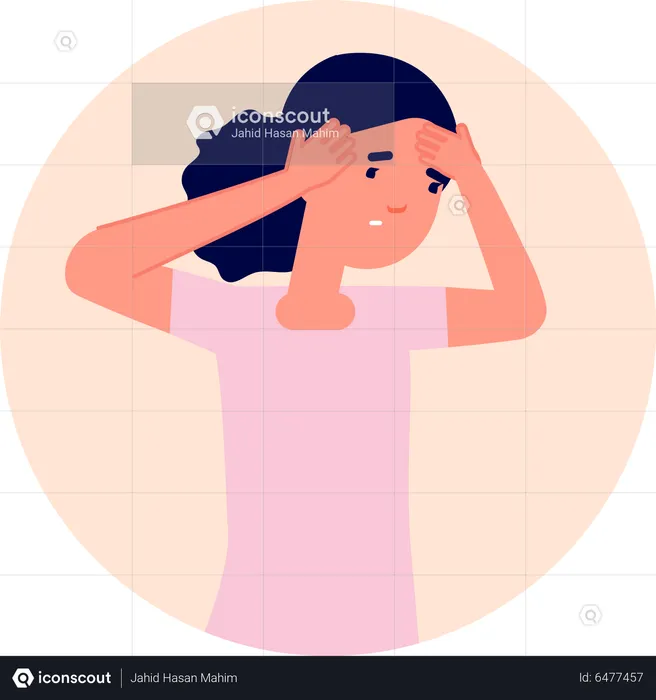Woman having terrible head pain  Illustration