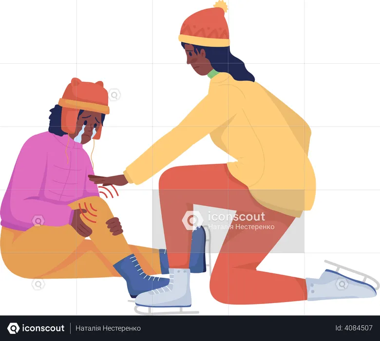 Woman help kid with injury  Illustration