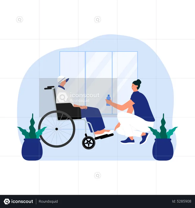 Woman helping aged person  Illustration