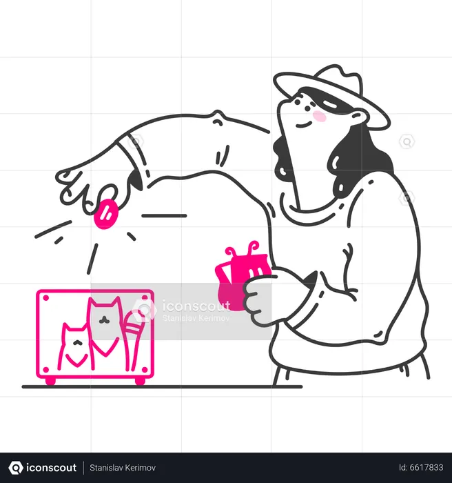 Woman helping animal shelter  Illustration