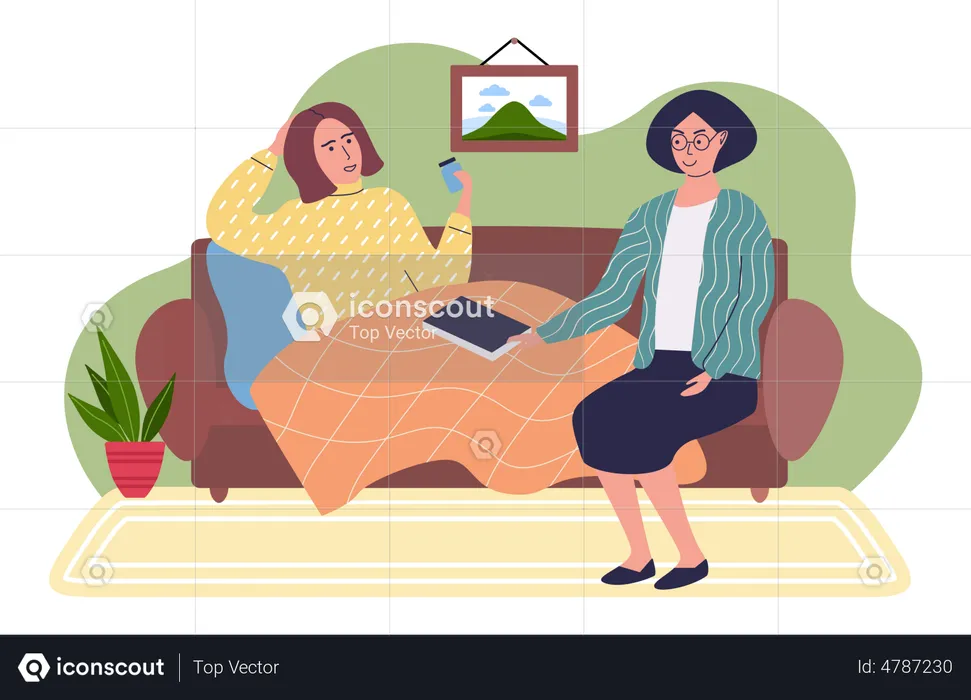 Woman helping patient to treat  Illustration