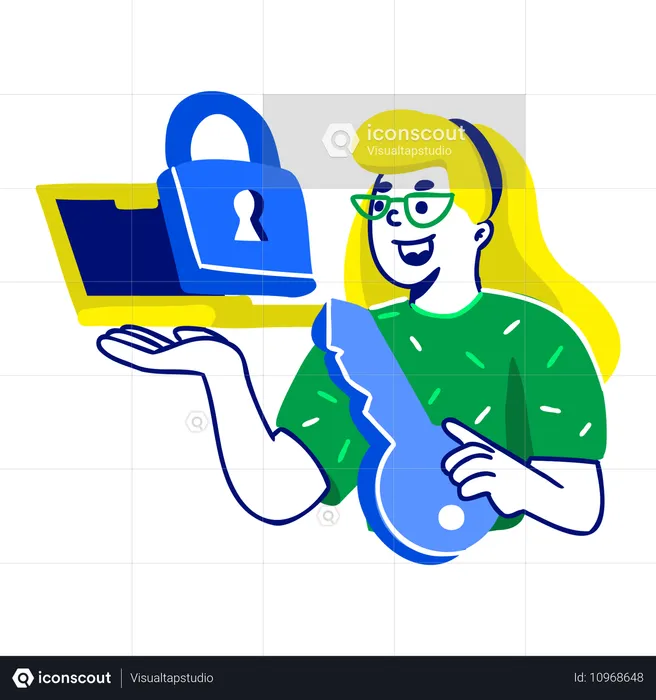 Woman hold Private Key  Illustration