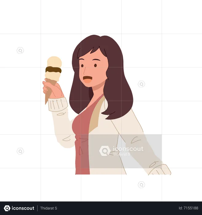 Woman Holding an Ice Cream cone  Illustration