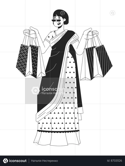 Woman holding bags for Diwali celebration  Illustration