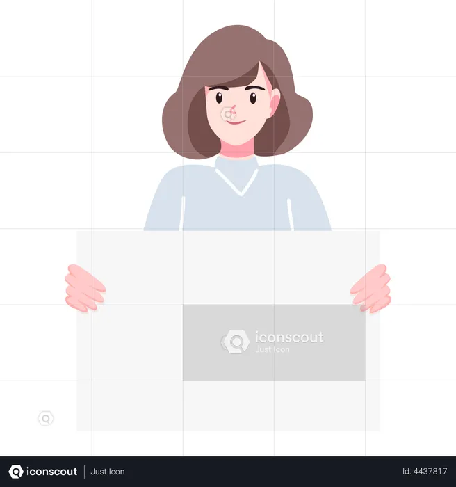 Woman holding blank banner  Illustration