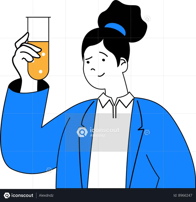 Woman holding blood sample test tube  Illustration