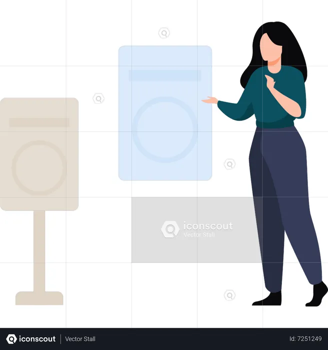 Woman holding board  Illustration