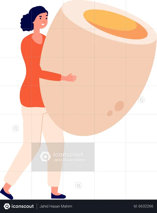 Woman holding boiled egg  Illustration