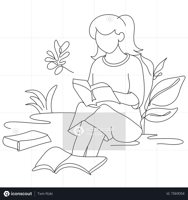 Woman holding book  Illustration