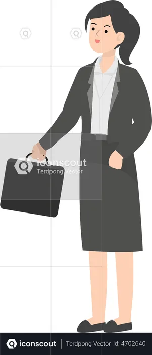 Woman Holding Briefcase  Illustration