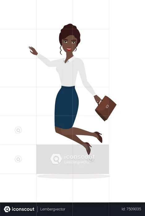 Woman holding case  Illustration