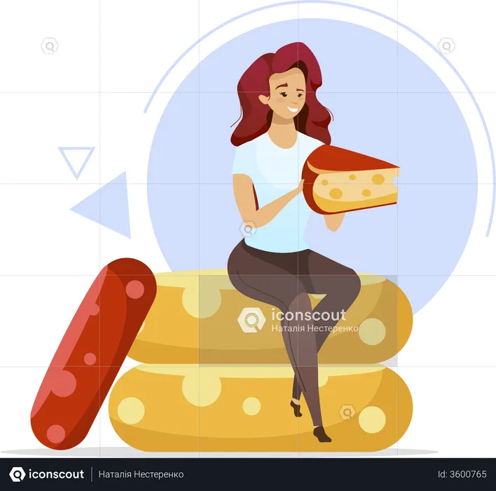 Woman holding cheese  Illustration