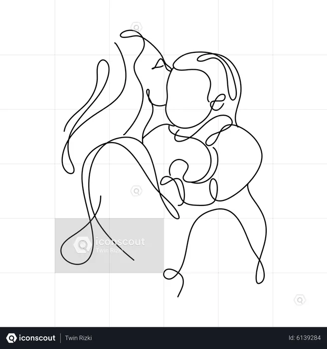 Woman holding child  Illustration