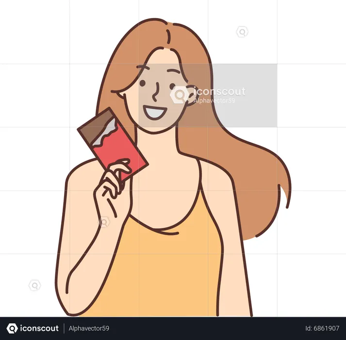 Woman holding chocolate  Illustration