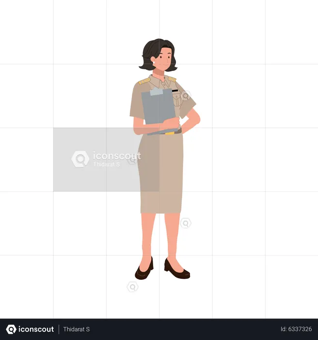 Woman holding clipboard  Illustration