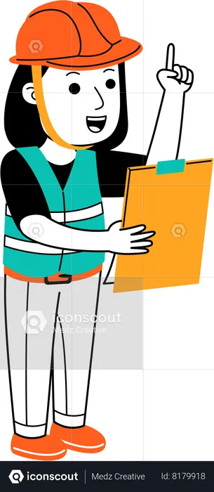 Woman holding construction report  Illustration