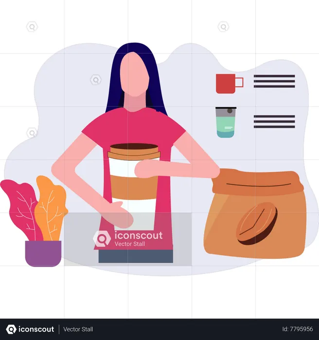 Woman holding cup of coffee  Illustration