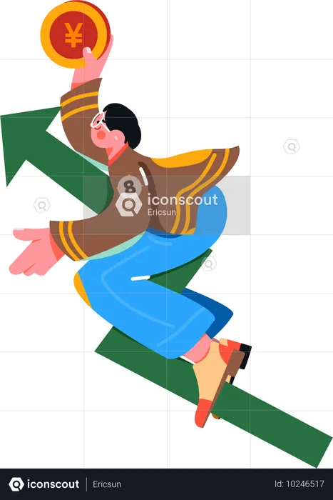 Woman holding currency coin  Illustration