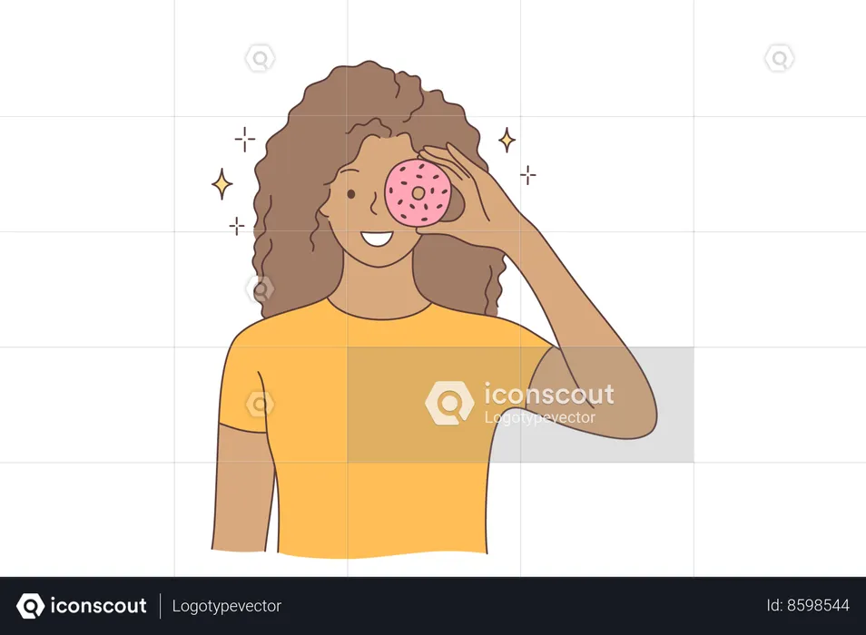 Woman holding donts  Illustration