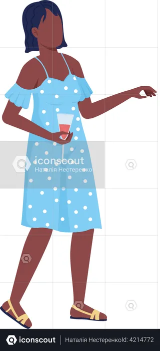 Woman holding Drink Glass  Illustration