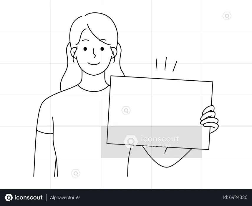 Woman holding empty banner  Illustration