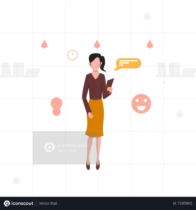 Woman holding file  Illustration