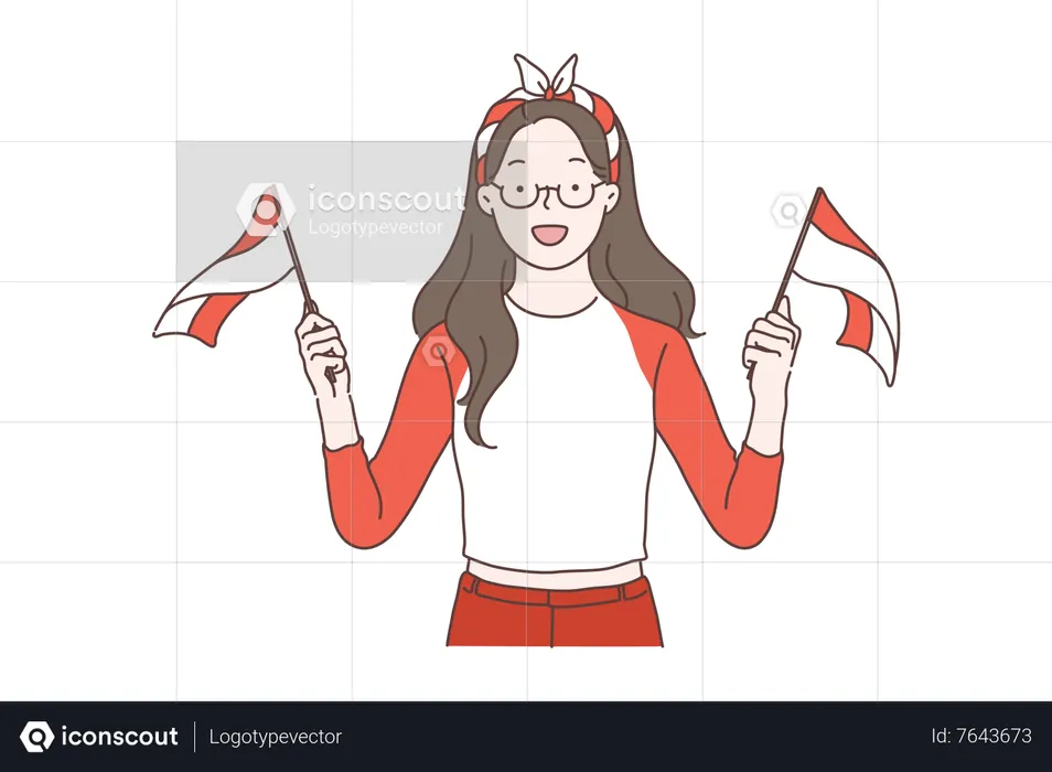 Woman holding flag  Illustration