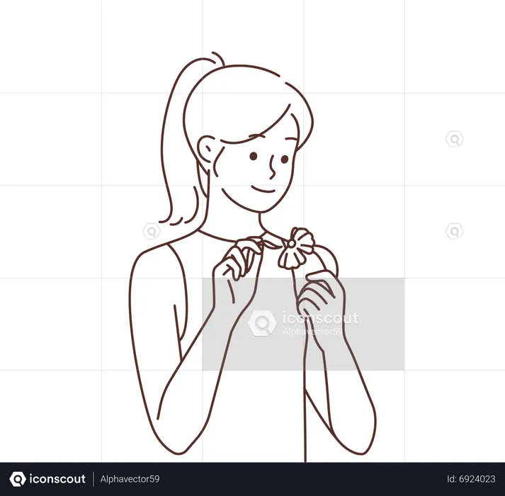 Woman holding flower  Illustration