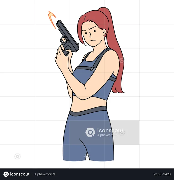 Woman holding gun  Illustration