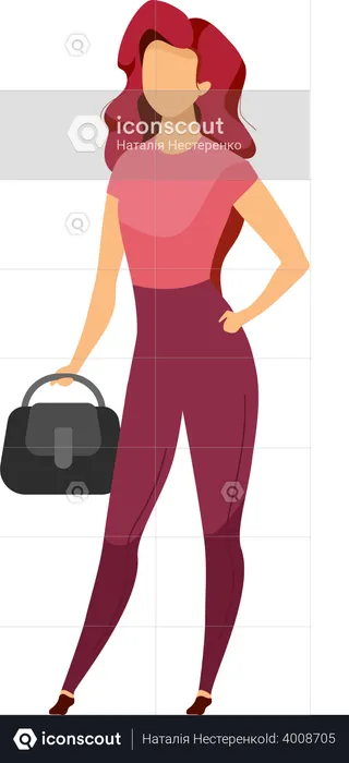 Woman holding handbag  Illustration