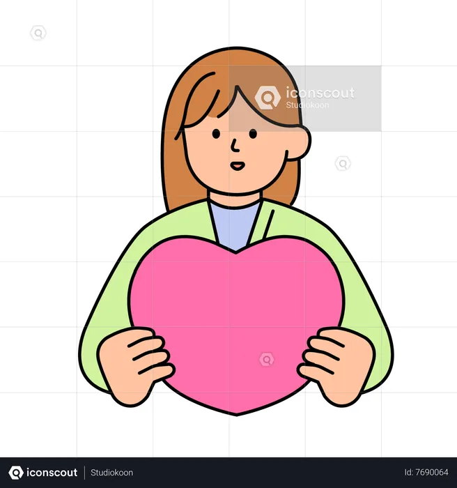 Woman holding Heart  Illustration