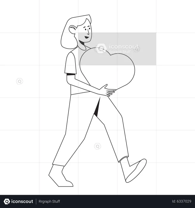 Woman holding heart  Illustration