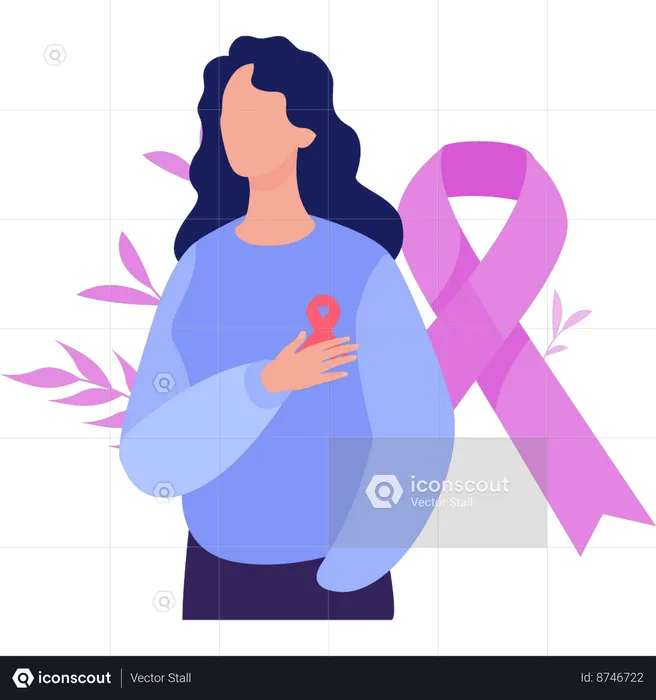 Woman holding her hands on chest  Illustration