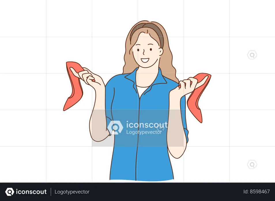 Woman holding highheel  Illustration