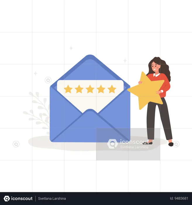 Woman holding huge star  Illustration