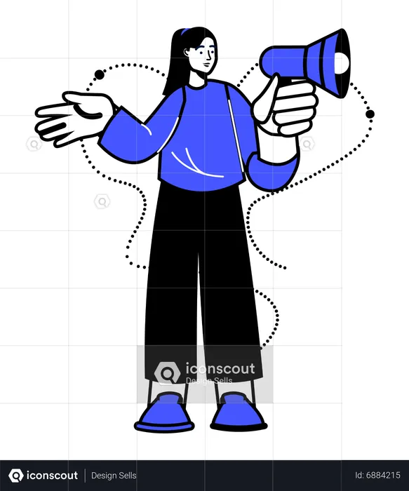 Woman holding megaphone  Illustration