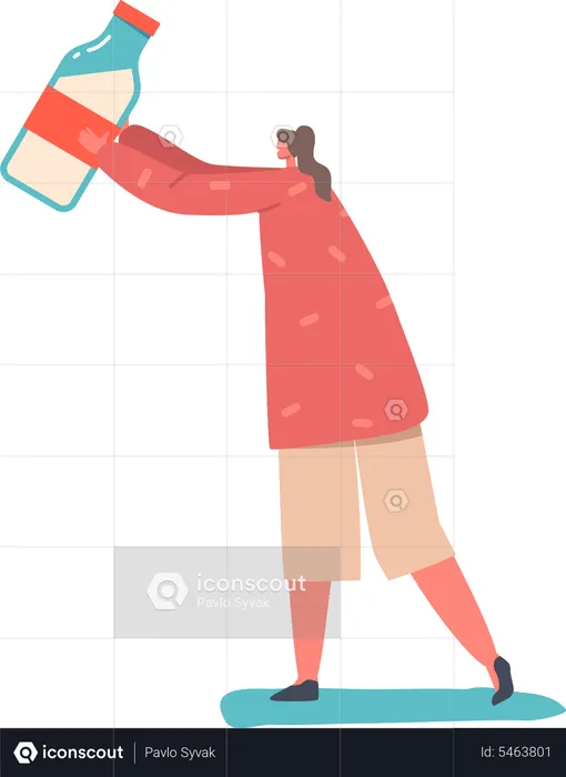 Woman Holding Milk Bottle  Illustration