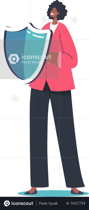Woman holding security shield  Illustration