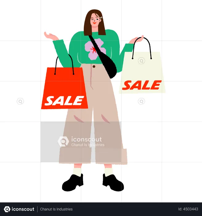 Woman holding shopping bag  Illustration